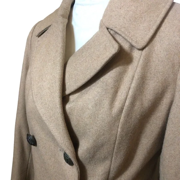 Merona Camel Pea Coat Wool Blend Small Petite - Picture 2 of 6